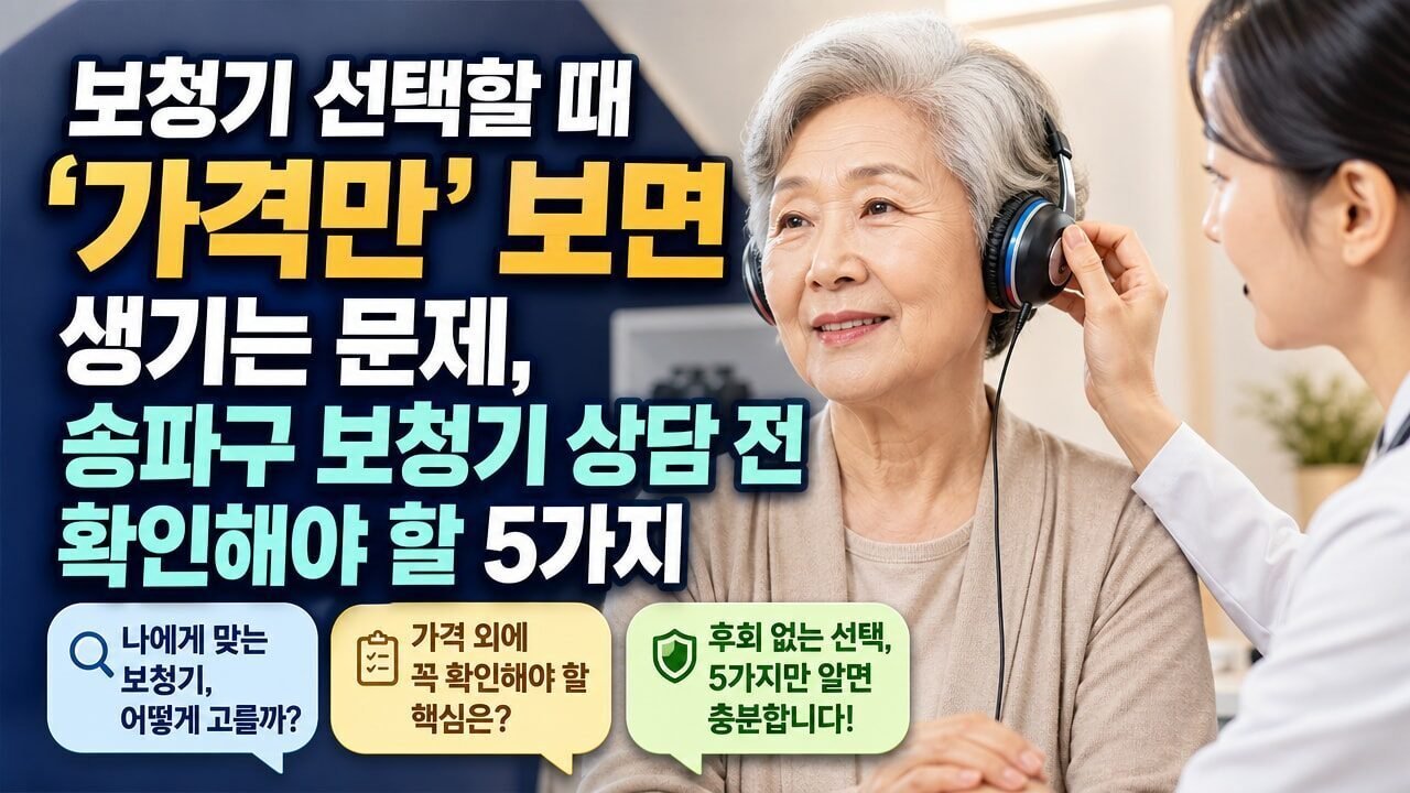 보청기 선택할 때 ‘가격만’ 보면 생기는 문제, 송파구 보청기 상담 전 확인해야 할 5가지