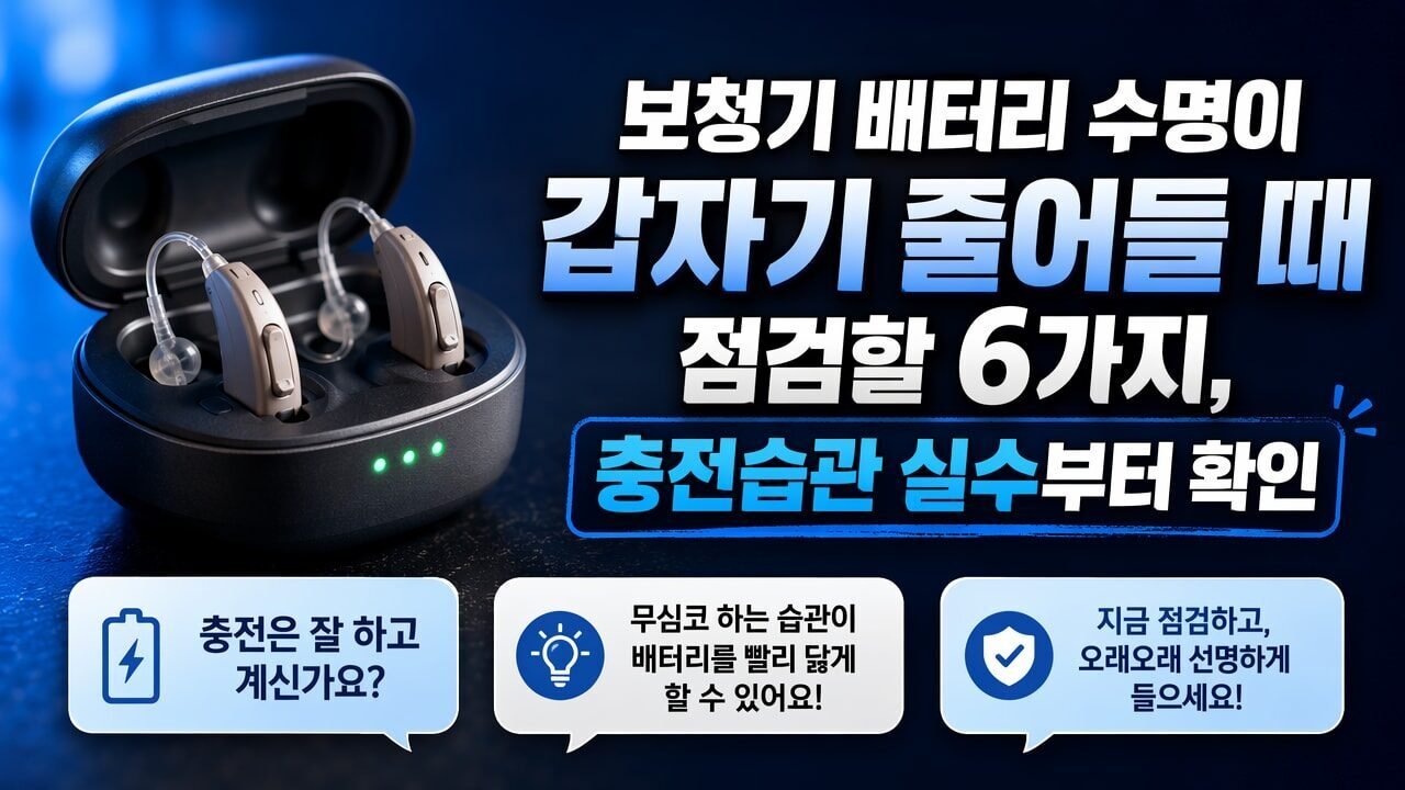 보청기 배터리 수명이 갑자기 줄어들 때 점검할 6가지, 충전습관 실수부터 확인