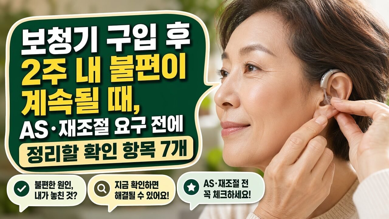 보청기 구입 후 2주 내 불편이 계속될 때, AS·재조절 요구 전에 정리할 확인 항목 7개