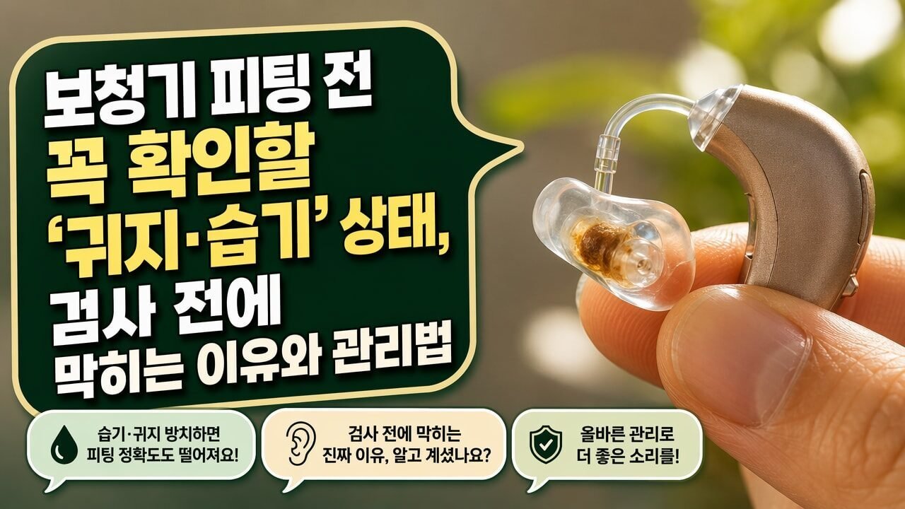 보청기 피팅 전 꼭 확인할 ‘귀지·습기’ 상태, 검사 전에 막히는 이유와 관리법