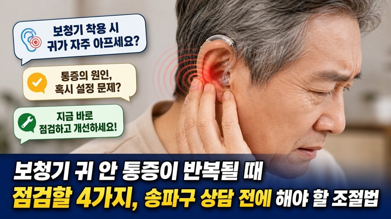 보청기 귀 안 통증이 반복될 때 점검할 4가지, 송파구 상담 전에 해야 할 조절법