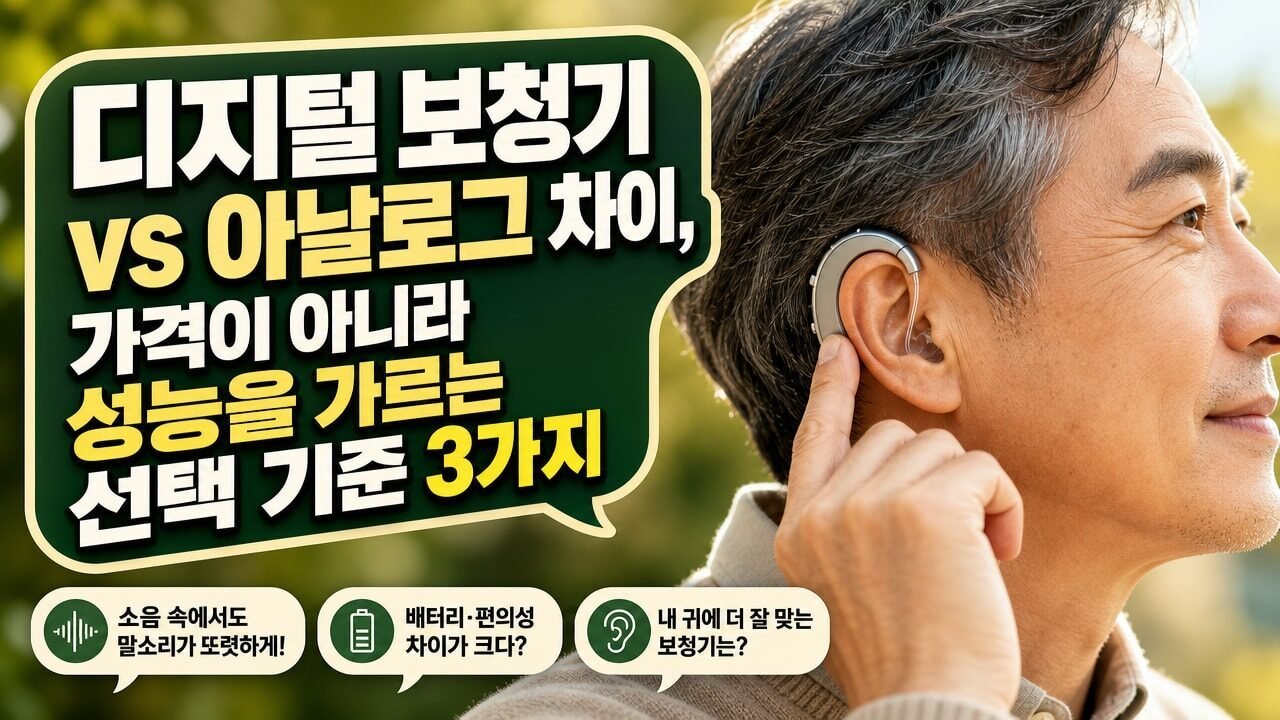 디지털 보청기 vs 아날로그 차이, 가격이 아니라 성능을 가르는 선택 기준 3가지