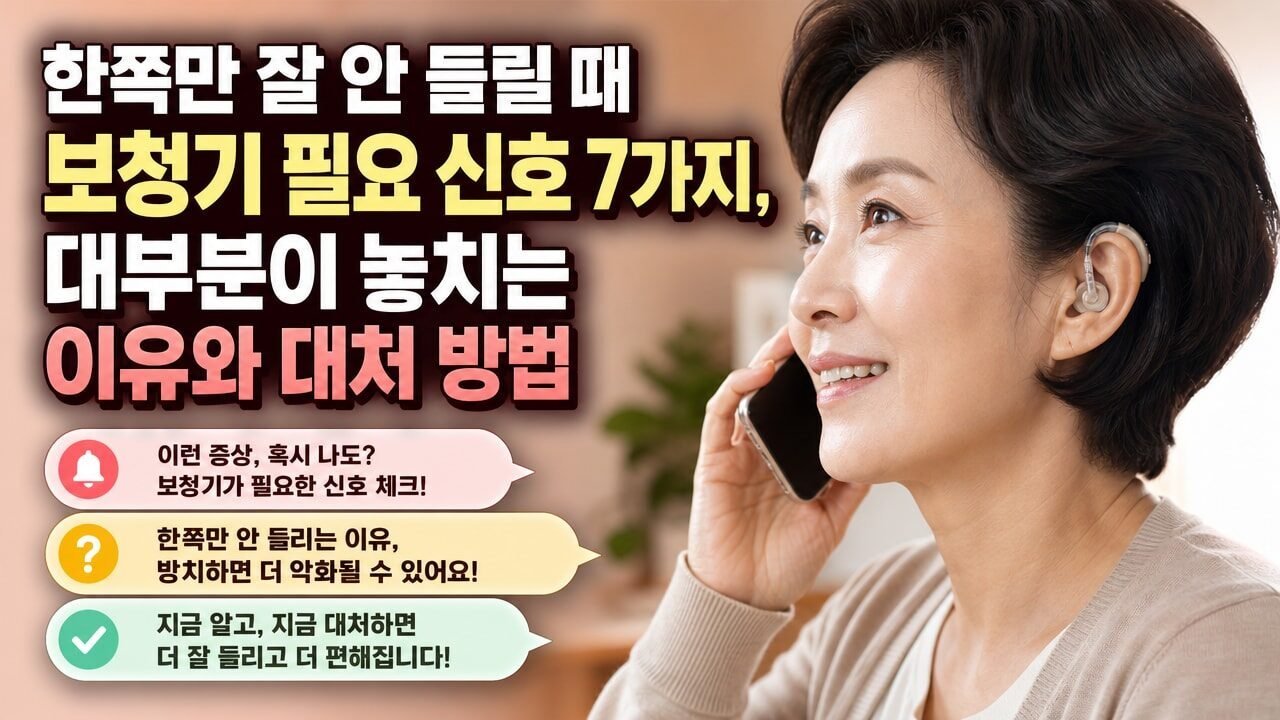 한쪽만 잘 안 들릴 때 보청기 필요 신호 7가지, 대부분이 놓치는 이유와 대처 방법
