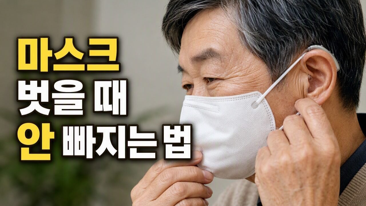 보청기 착용 중 마스크 벗을 때 리시버 탈락을 방지하는 이어후크 착용법